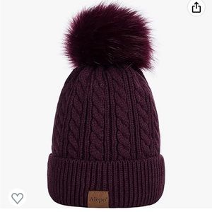 Alepo Womens Winter Beanie Hat, Warm Fleece Lined Knitted Soft Cap with Pom